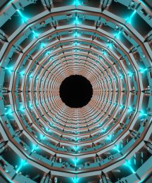 3D Illustration. Futuristic sci-fi tunnel corridor