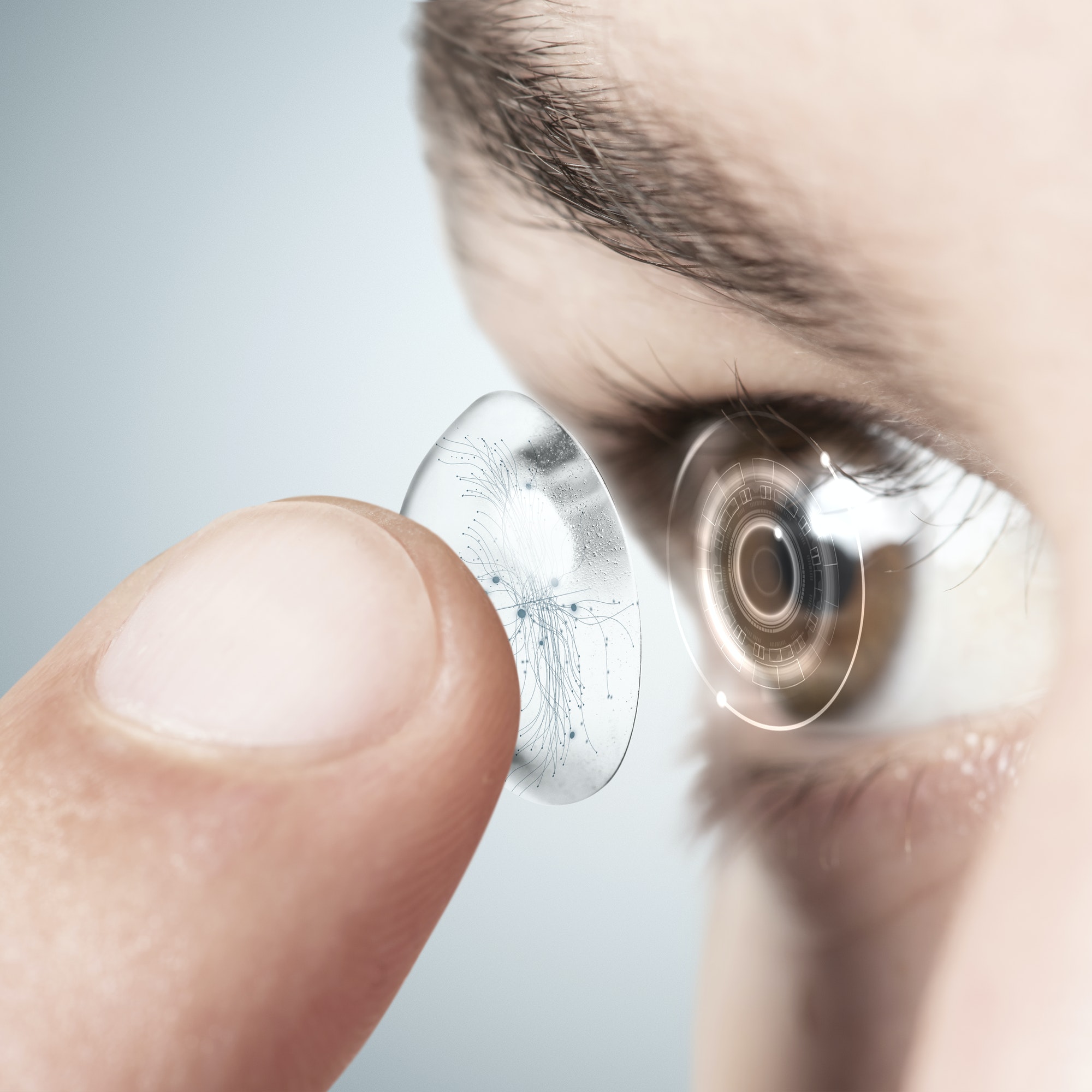 Eye with smart contact lens website background